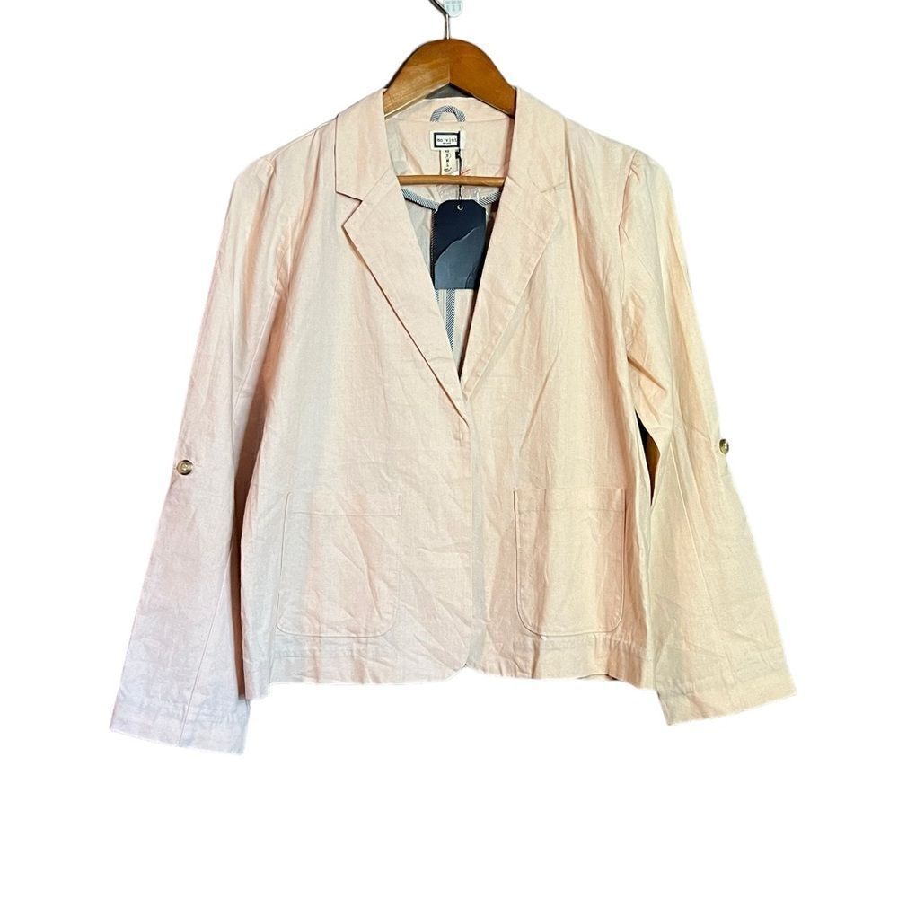 NWT! Mo Vint light pink linen blend‎ blazer. Size small